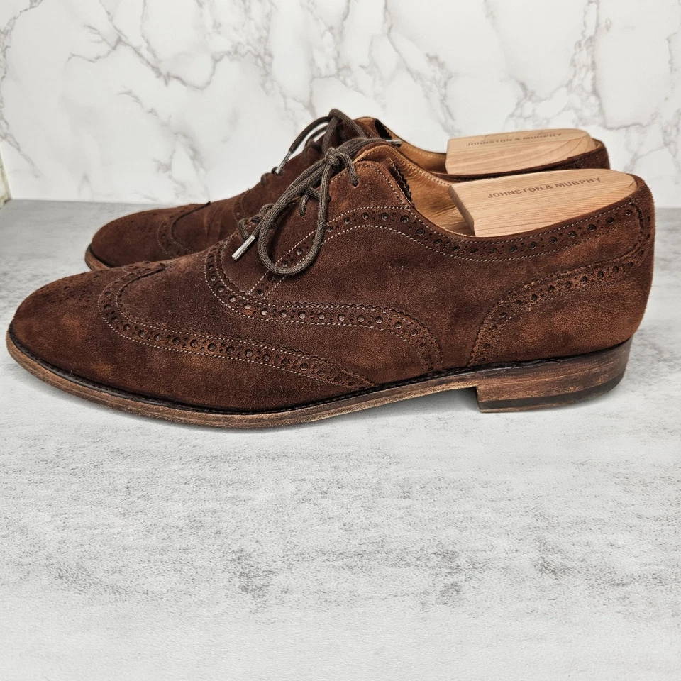 Brooks Brothers Made in England Dark Brown Suede oxford Dress Shoes Mens 9 2801 - Image 2 of 4