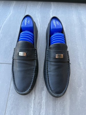 Gucci Men's Black Leather Driving Loafers Studded Sole Made in Italy Sz 10-10.5