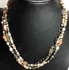 9099 Silpada Sterling Silvr 925 3-Strand Coral Abalone FIESTA FUN Necklace N1563