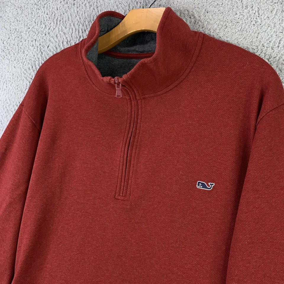 Suéter Vineyard Vines Performance Para Hombres 2XLT Rojo Cuarto Cremallera Pullover Tejido Foto 2 de 4