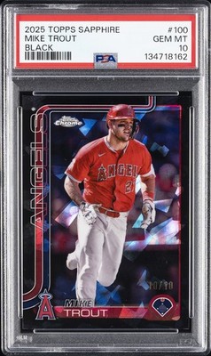 2025 TOPPS CHROME SAPPHIRE BLACK #100 MIKE TROUT 10/10 PSA 10