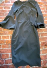 WOMEN'S CALVIN KLEIN BELL SLEEVE Sheath Dress Sz 2 Gray