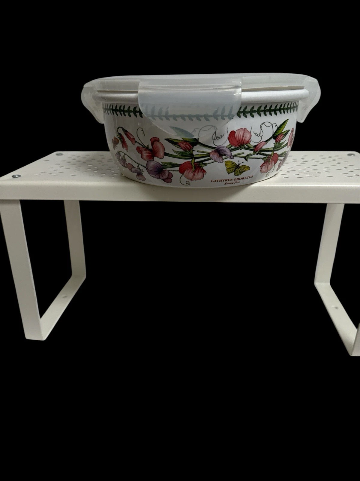 Portmeirion Round Food Storage Container & Snap Lid Botanic Garden Sweet Pea NEW