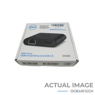 New Dell Da100 USB 3.0 To HDMI-VGA-Ethernet-USB 2.0 Universal Adapter 054DNX