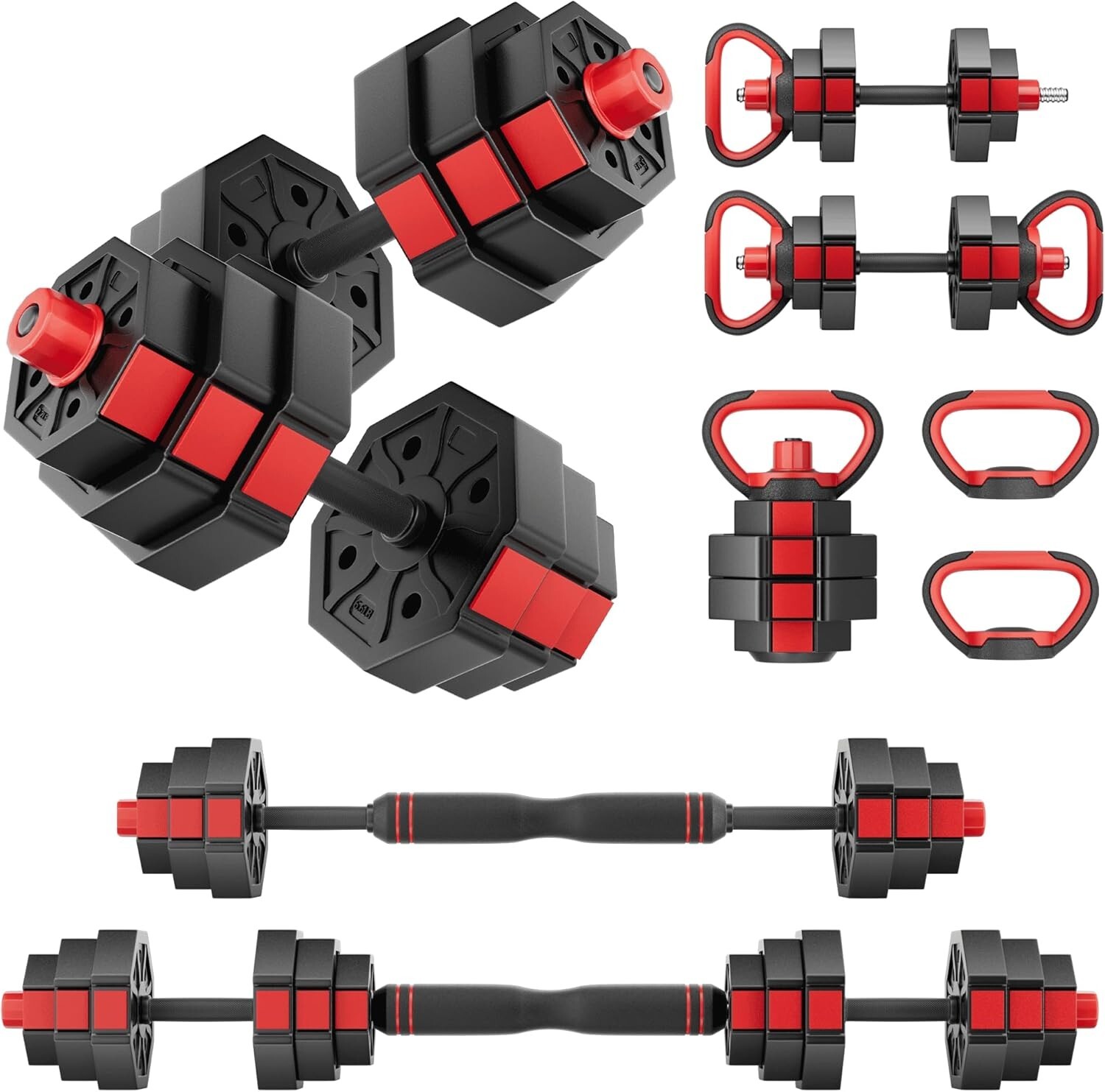 Juego de pesas rusas con barra de mancuernas 50 lb pesas multifuncionales ajustables gimnasio