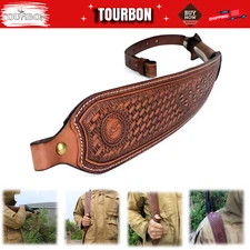 TOURBON Hunting Leather Rifle Sling Gun Carry Strap Shooting Finger Rest Adjust