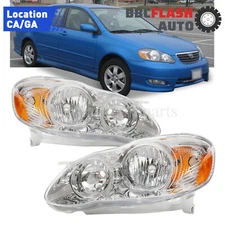Pair Chrome Housing Headlights Fit For Toyota Corolla  HeadLamps 2003-2008