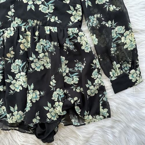 NWOT Women’s Size 6 Topshop Gray Mint Floral Long Sleeve Romper Jumpsuit - Picture 3 of 11