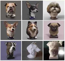 Set of 7 Dog Head Pet Puppy 3D Statue STL Digital File 3D Printing Model Design