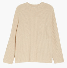 NEW Vince Rib Wool Cashmere Sweater in Beige Size S S6581