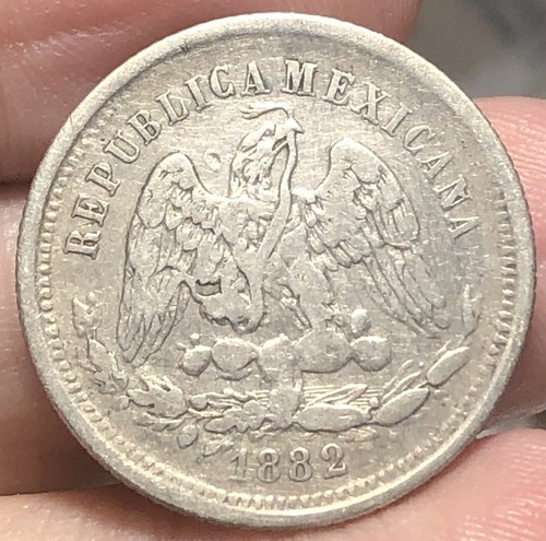 Mexiko Guanajuato KM406.7 25Centavos 1882 MoM Silber