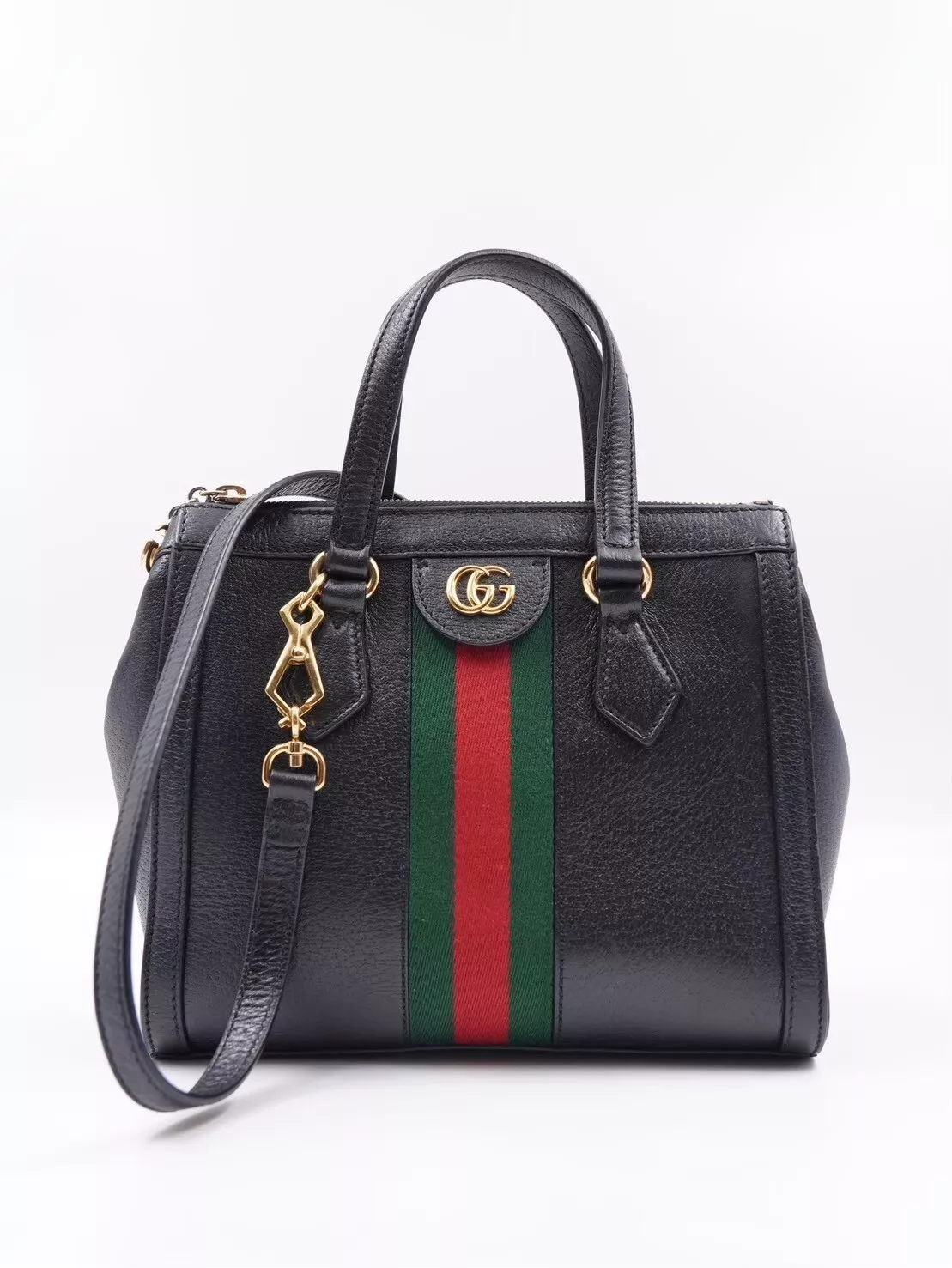 BC01❤️Gucci petit sac fourre tout Ophidia noir toile de veau texturé
