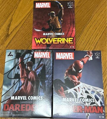 NEW MARVEL COMICS Luminasta SPIDER MAN Daredevil  Wolverine 3 set Figure