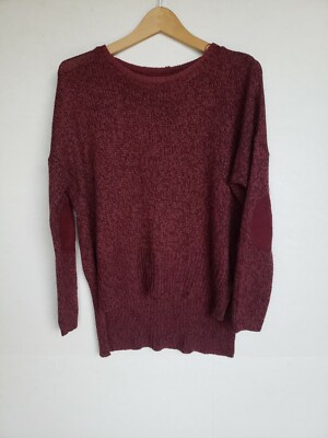 RD STYLE WOMEN'S HIGH LOW MARBLED SWEATER MAROON MEDIUM M