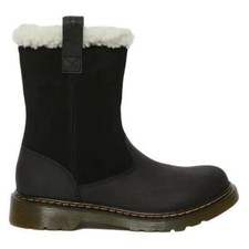 Dr. Martens Junior's Fur-Lined Juney Suede Boots Black - J2 B68T