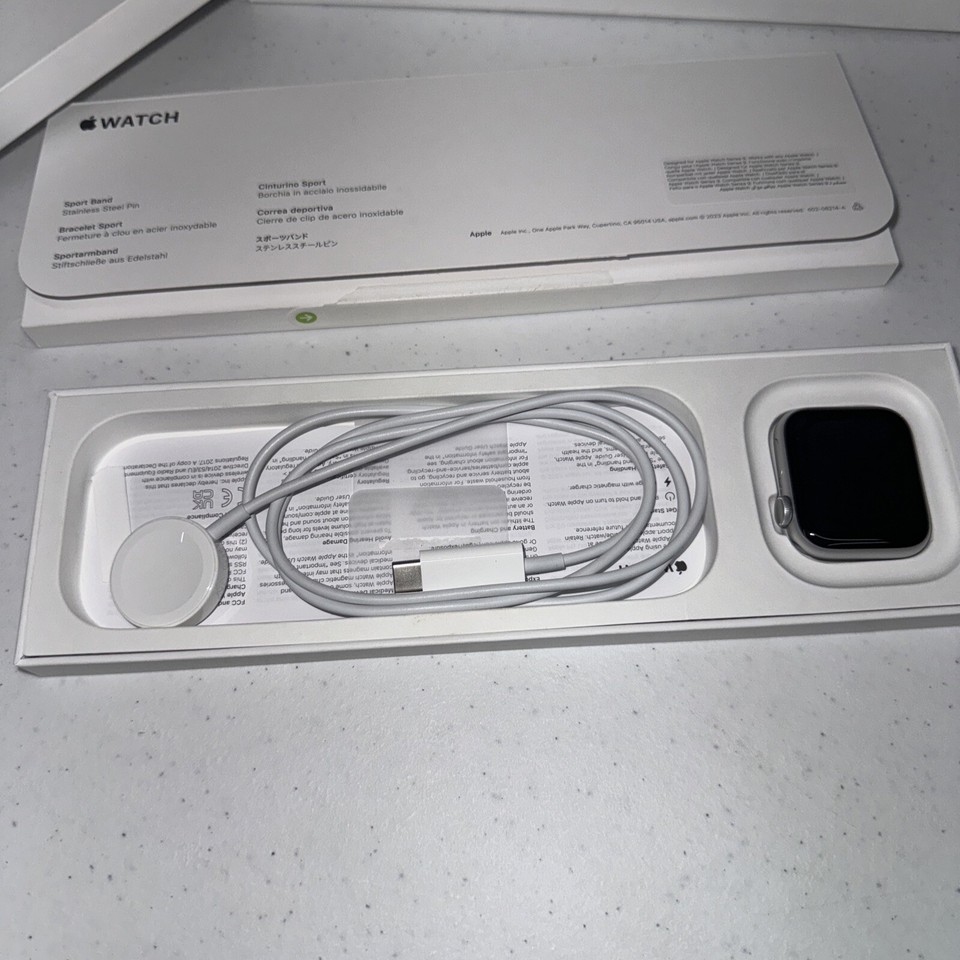 Apple Watch SE 2nd Gen 40mm Silver Aluminum Case Storm Blue Sport Band