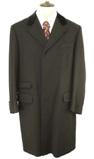 VINTAGE DAKS SIGNATURE BLACK VELVET COLLARED 40" MENS OVERCOAT