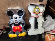 Vintage Disney Time Works Yellow and Black Mickey Mouse Watch In Tin