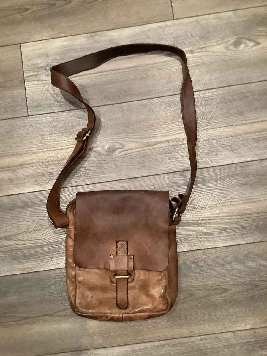 HARBOUR 2ND LEATHER CROSSBODY MESSENGER BAG BRANDY