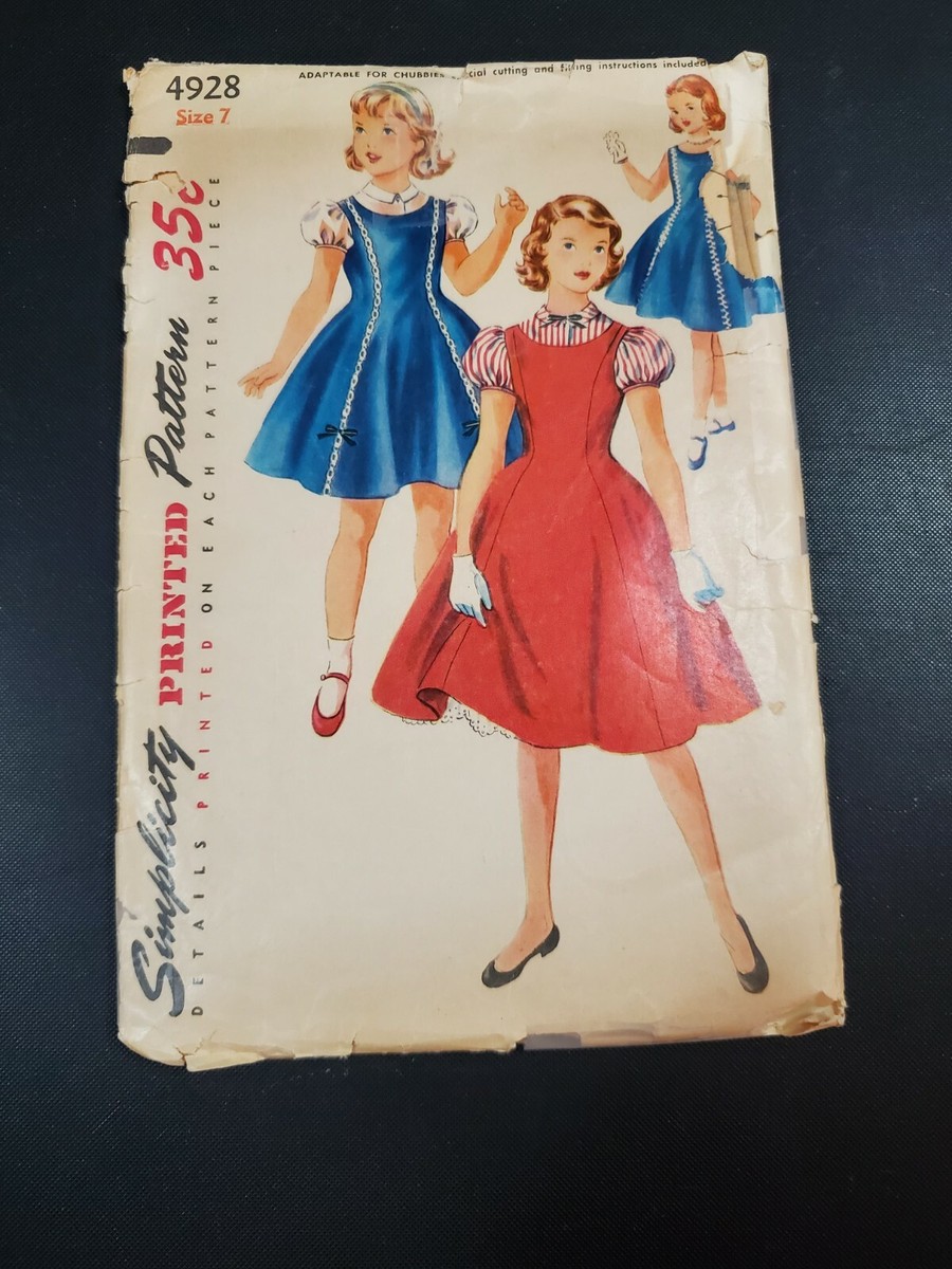 VINTAGE SIMPLICITY GIRLS PRINCESS LINE DRESS PATTERN 4928 SIZE 7 FREE  SHIPPING | eBay