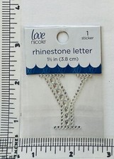 Letter Y Rhinestone Sticker 1.5" Clear Silver Glitter Scrapbook Monogram Bling