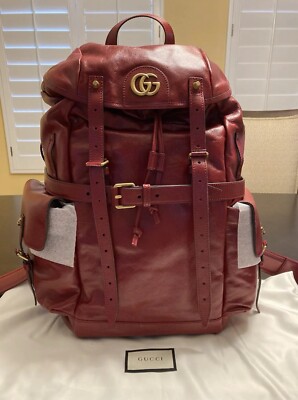 GUCCI ReBelle Cherry Red Calfskin Multipocket Leather Backpack | eBay