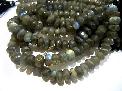 Natural Blue Flashy Labradorite Rondelle Faceted Beads 7-9mm, Strand inch  long