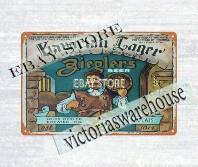 1930s Bavarian Lager beer Wisconsin Beaver Dam Zieglers metal tin sign  poster