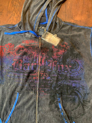 Bare Fox One Color One Nation Terry Cloth Cotton Black Hoodie Size