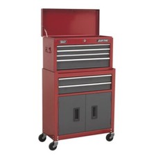 Image of Sealey Topchest & Rollcab Combination 6 Drawer with Ball-Bearing Slides- Red