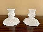 Vintage Fenton? Hobnail White Milk Glass Taper Candle Holders