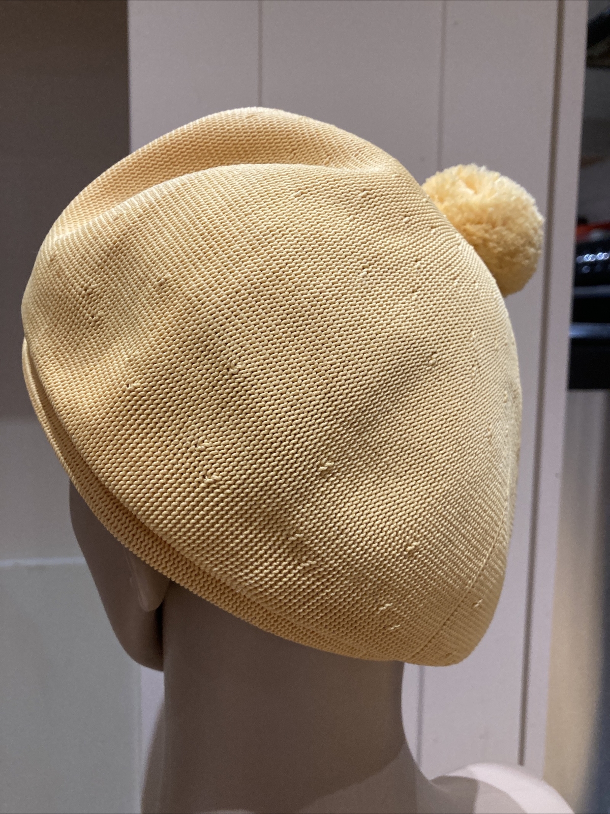 Topaz Yellow Vintage "Julie" Hat by Kangol with Pom-Pom. Made in England 7