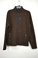Tailor Vintage Mens Waffle Knit Bonded Fleece Full Zip Jacket Funnel Neck
