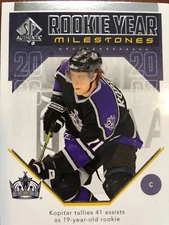 18-19 UD SP Authentic Rookie Year Milestones #RYM-AK Anze Kopitar