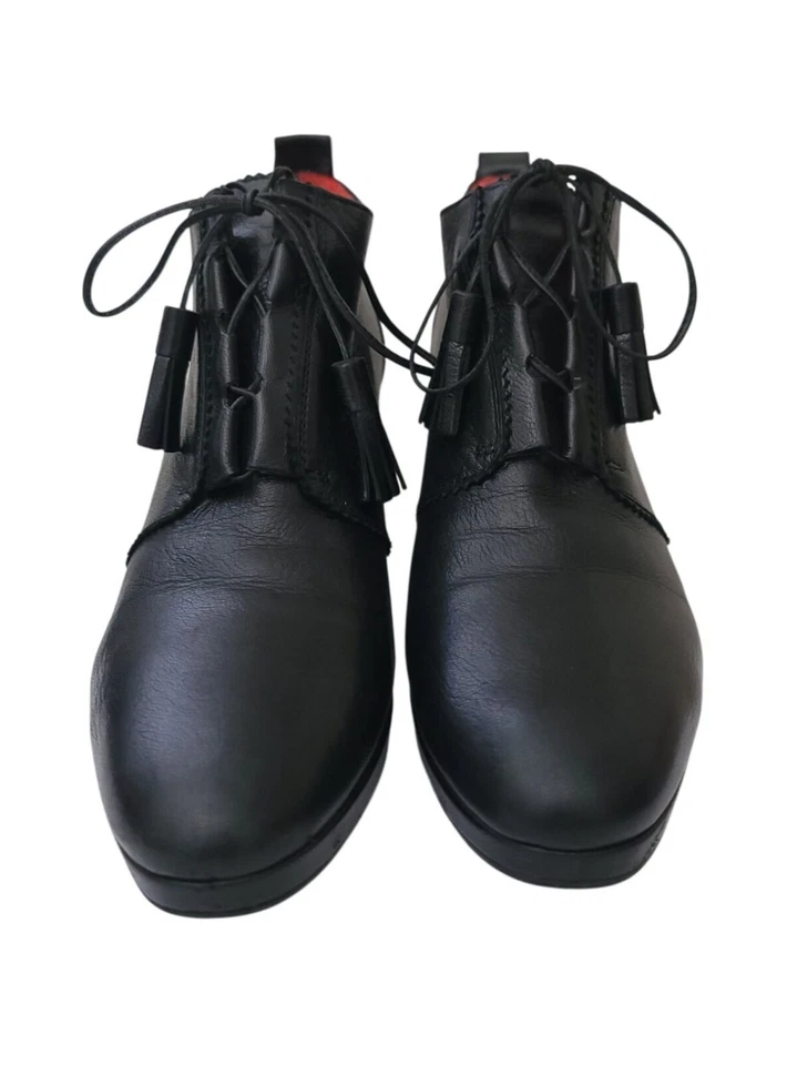 Botines PAS DE ROUGE Stivaletti Cuero Negro Tacón Bloque 40.5 ITALIA Foto 2 de 4