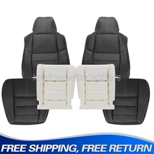 For 08-10 Ford F250 Lariat Front Top / Bottom Seat Cover Black / Foam Cushion