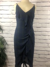 Lulu's Women's Green Plaid Ruffled Dress Size Medium Sleeveless