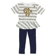 LA Galaxy MLS Toddler's Grey "Free Kick" Dress T-Shirt & Capri Pants Set