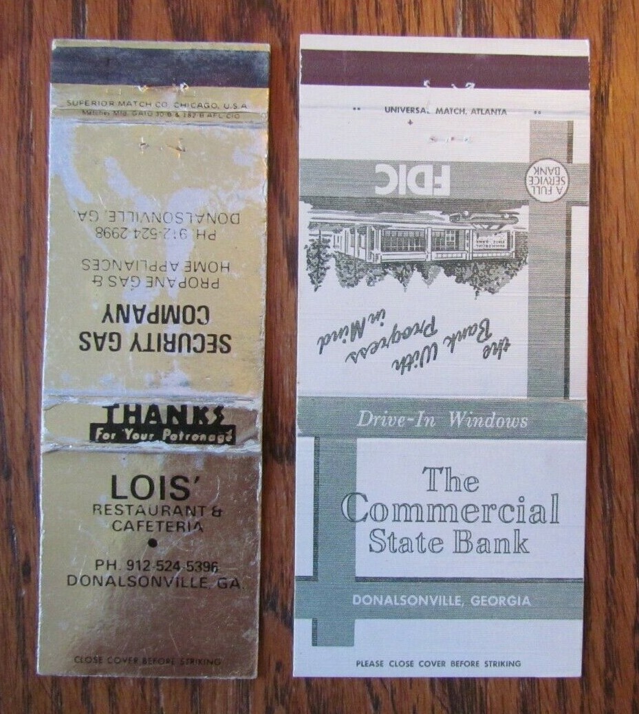 DONALSONVILLE, LOIS RESTAURANT & COMMERCIAL BANK MATCHBOOK COVERS E eBay