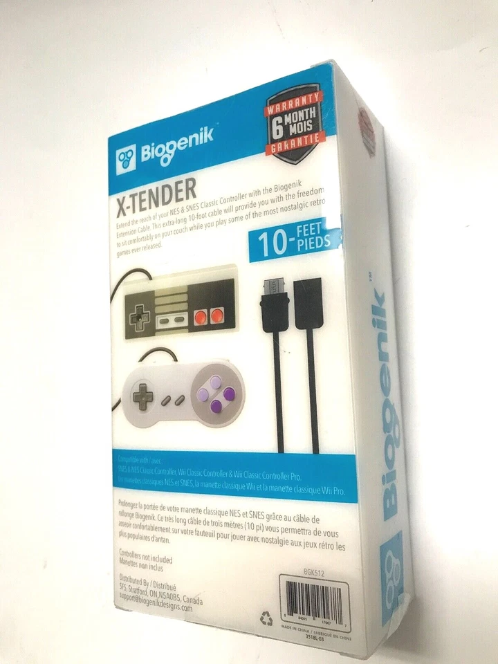 Biogenik X-Tender Wii, NES & SNES Classic Controller Extension Cable - Image 2 of 3