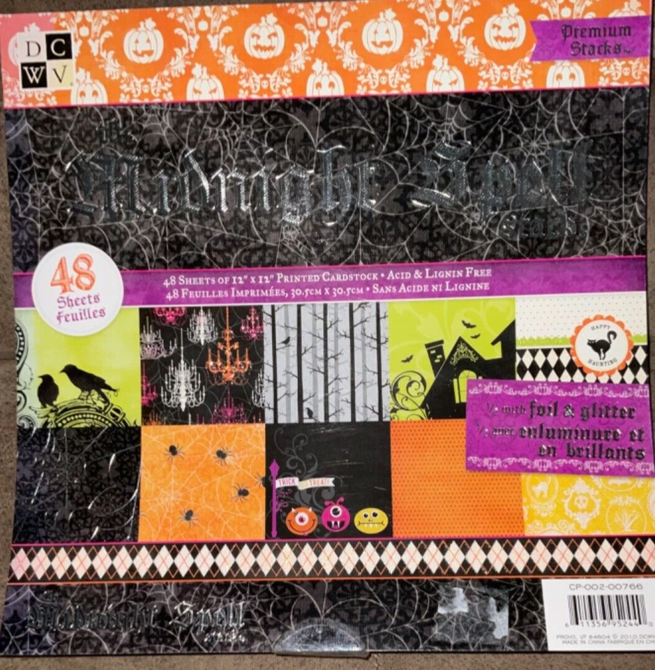 Scrapbook Paper Huge Lot 130 Pages All Halloween Skulls Spiders Bats Sparkle LRS - Image 4 of 4