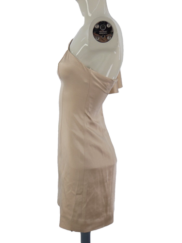 Fame and Partners Dress Cara Shiny Satin Beige One Shoulder Party Occasion UK 4 - Picture 5 of 11