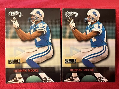 (2) 1998 Skybox Thunder Herman Moore Number Crushers Card #6 of 10 Detroit Lions
