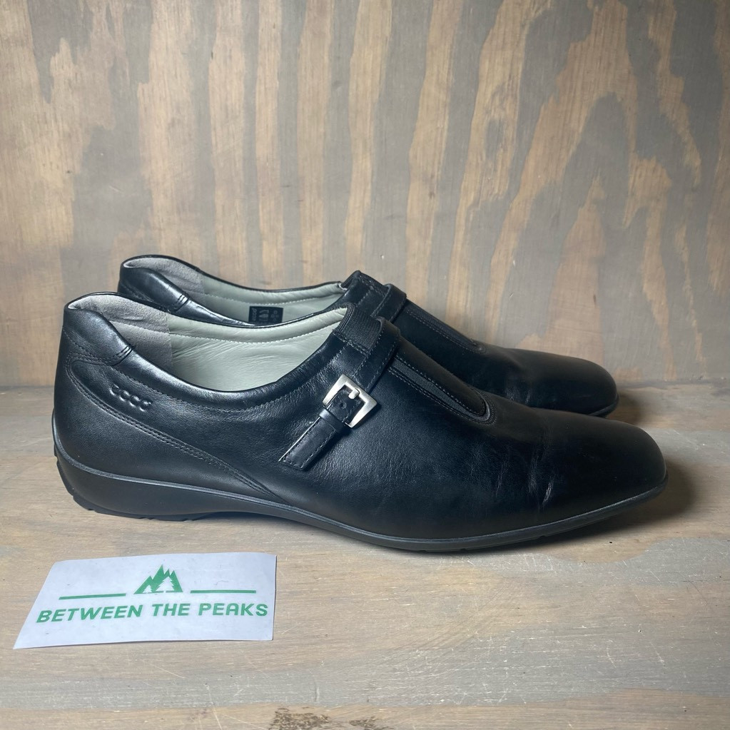 Ecco Mens Loafers Shoes Black Leather SlipOn Square … Gem