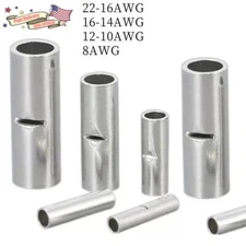 50/300Pcs Copper Bare Wire Splice Terminals Uninsulated Ferrules Crimp Connector