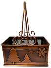 Festive Copper Mesh Screen Wire Basket Snowflake & Christmas Tree w/Handle Decor