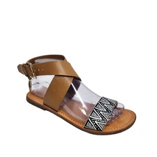 Indigo Rd. Women's Devin Flat Sandal Size 7 Atec Design with Feather Charm