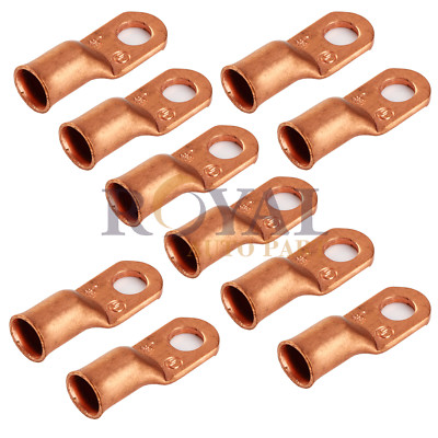 (10) 1 Gauge Copper Cable Lugs 5/16'' Ring Terminals