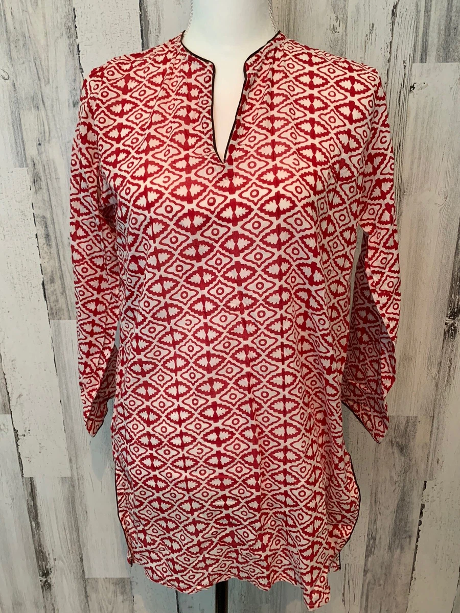 red and white tunic top