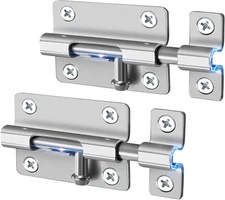 2Pcs Slide Bolt Gate Latch 2" Stainless Steel Thickened Barrel Bolt Door Lock